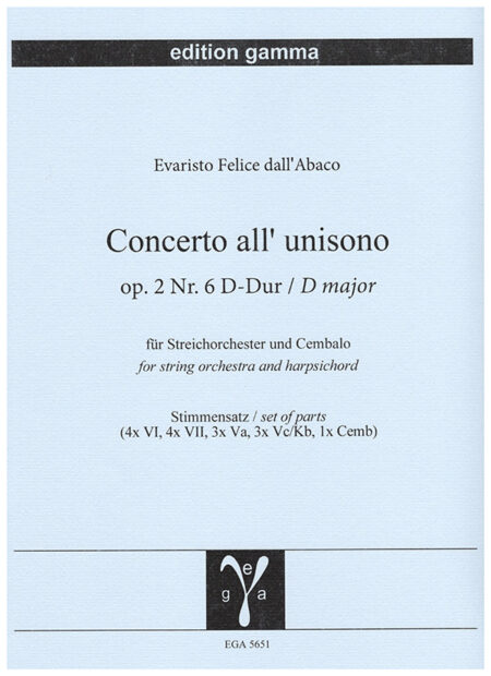 Concerto all'unisono op. 2 Nr. 6 D-Dur / Stimmensatz